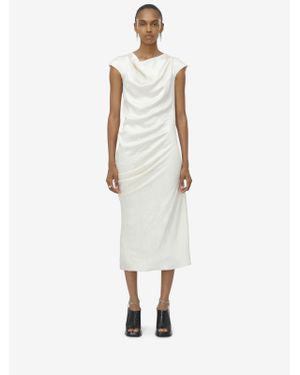 McQueen Asymmetric Draped Dress - White