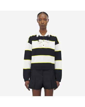 McQueen ストライプ ポロジャンパー - ブラック