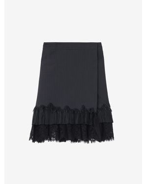 McQueen Pinstriped Wrap Mini Skirt - Black