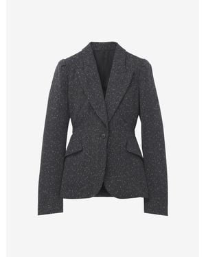 McQueen Flecked Pinstripe Single-Breasted Jacket - Black
