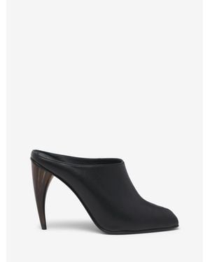 McQueen Horn Heel Mule - Black
