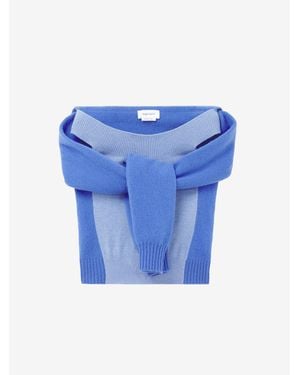 McQueen Wool Cashmere Trompe-L'Œil Knit Top - Blue