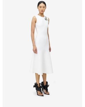 McQueen Banshee Embroidery Knitted Dress - White