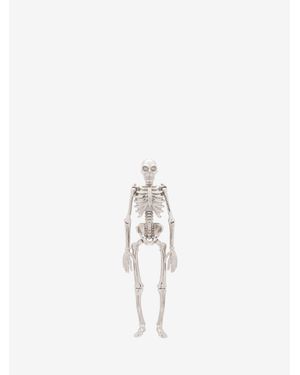 McQueen Dancing Skeleton Pin Brooch - White