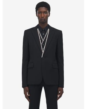 McQueen Raw Edge Canvas Single-Breasted Jacket - Blue