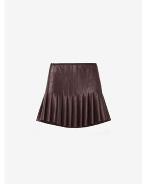 McQueen Leather Pleated Mini Skirt - Red