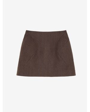 McQueen Wool Pinstripe Mini Skirt - Brown