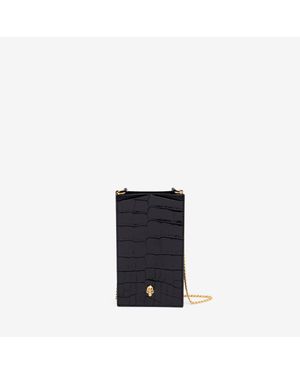 McQueen スカル フォンケース オン チェーン - ブラック