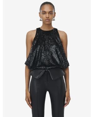 Alexander McQueen Draped Sequin Top - Black