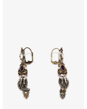 McQueen King And Queen Hand Earrings - Metallic