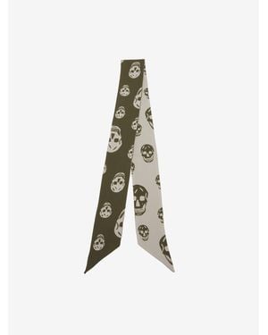 McQueen Ribbon Skull Scarf - White