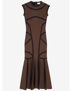 McQueen Anatomical Lines Knit Midi Dress - Brown