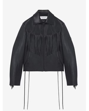 McQueen Fringe Leather Jacket - Blue