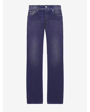 McQueen Slashed Zip Bootcut Jeans - Blue