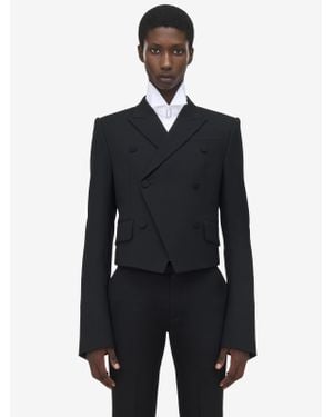 McQueen Double-Breasted Shrunken Blazer - Blue