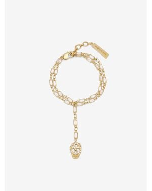 McQueen Pavé Skull Bracelet - White