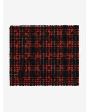 McQueen Tartan Skull Scarf - Red