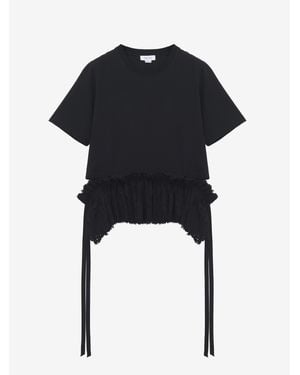 McQueen Lace Peplum T-Shirt - Black