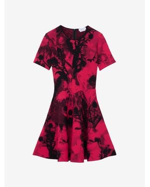 McQueen Floral Jacquard Mini Dress - Red