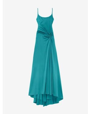 McQueen Asymmetric Drape Evening Dress - Blue