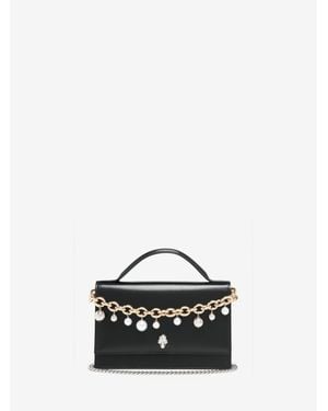 McQueen Top Handle Skull Bag - Black