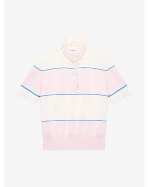 McQueen Ruffle Trim Striped Top - Multicolour