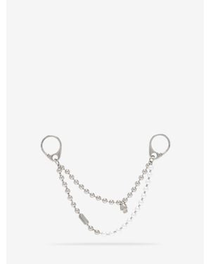 McQueen Pearl & Skull Double Chain Charm - Natural