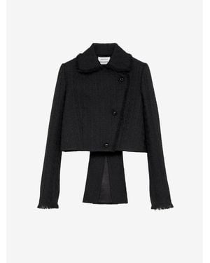 McQueen Light Tweed Cropped Jacket - Black