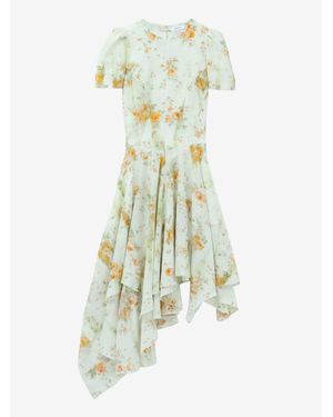 McQueen Silk Floral Print Dress - White