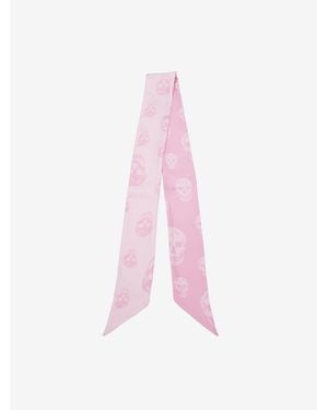 McQueen Ribbon Skull Scarf - Pink