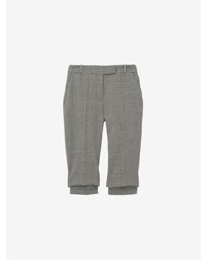 McQueen Gingham Check Tailored Capri Trousers - Grey