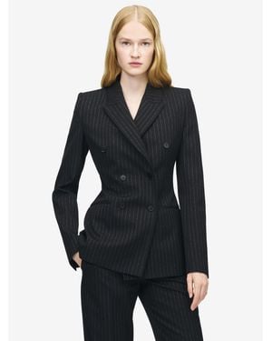 McQueen Pinstriped Double-Breasted Jacket - Blue