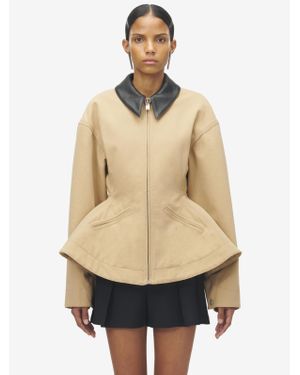 McQueen Stonewashed Canvas Peplum Jacket - Natural