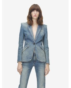 McQueen Stretch Denim Jacket - Blue
