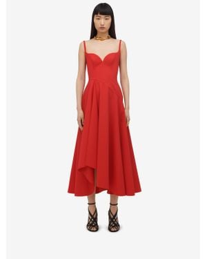 Alexander McQueen Asymmetric Midi Dress - Red