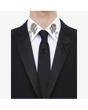 McQueen ジェット ローズ エンブロイダリー タイ - ブラック