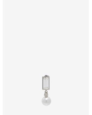 McQueen Skull & Pearl Earring - White