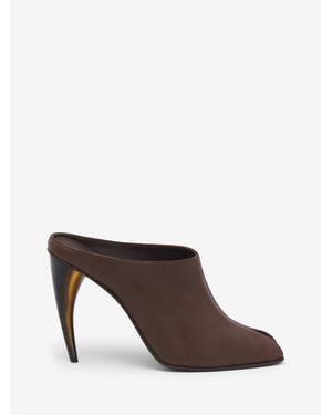 McQueen Horn Heel Mule - Brown