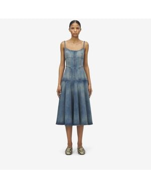 McQueen ストーンウォッシュドデニム ミディドレス - ブルー