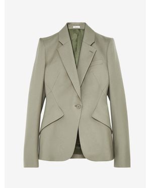 McQueen Wool Gabardine Single-Breasted Jacket - Green