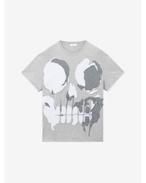 McQueen Skull Applique T-Shirt - Grey