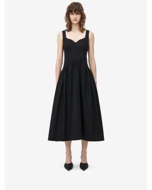 McQueen Midi Poplin Dress In - Black