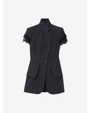 McQueen Pinstriped Short-Sleeved Jacket - Blue