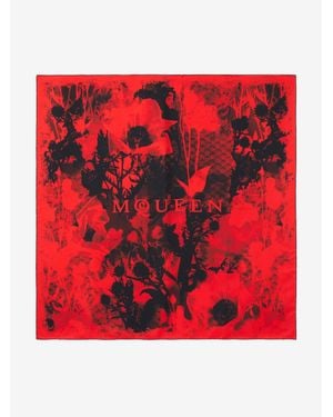 McQueen Floral Scarf - Red