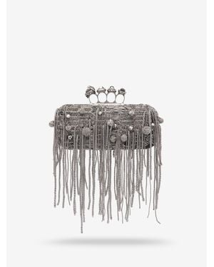 McQueen Snake Knuckle Long Clutch - White