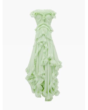 McQueen Ruffled Evening Dress - Green