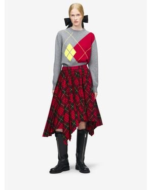 McQueen Macqueen' Tartan Asymmetric Skirt - Red