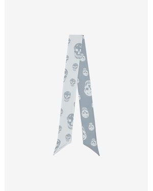 McQueen Ribbon Skull Scarf - White