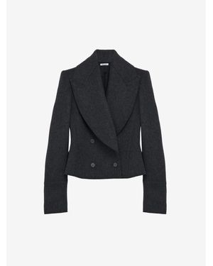 McQueen Wool Felt Double-Breasted Coat - Blue