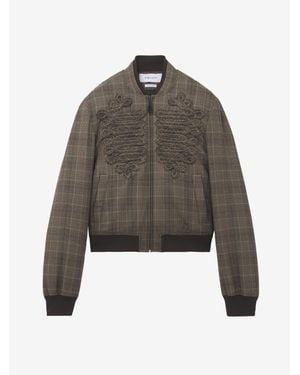 McQueen Prince Of Wales Check Bomber Jacket - Brown